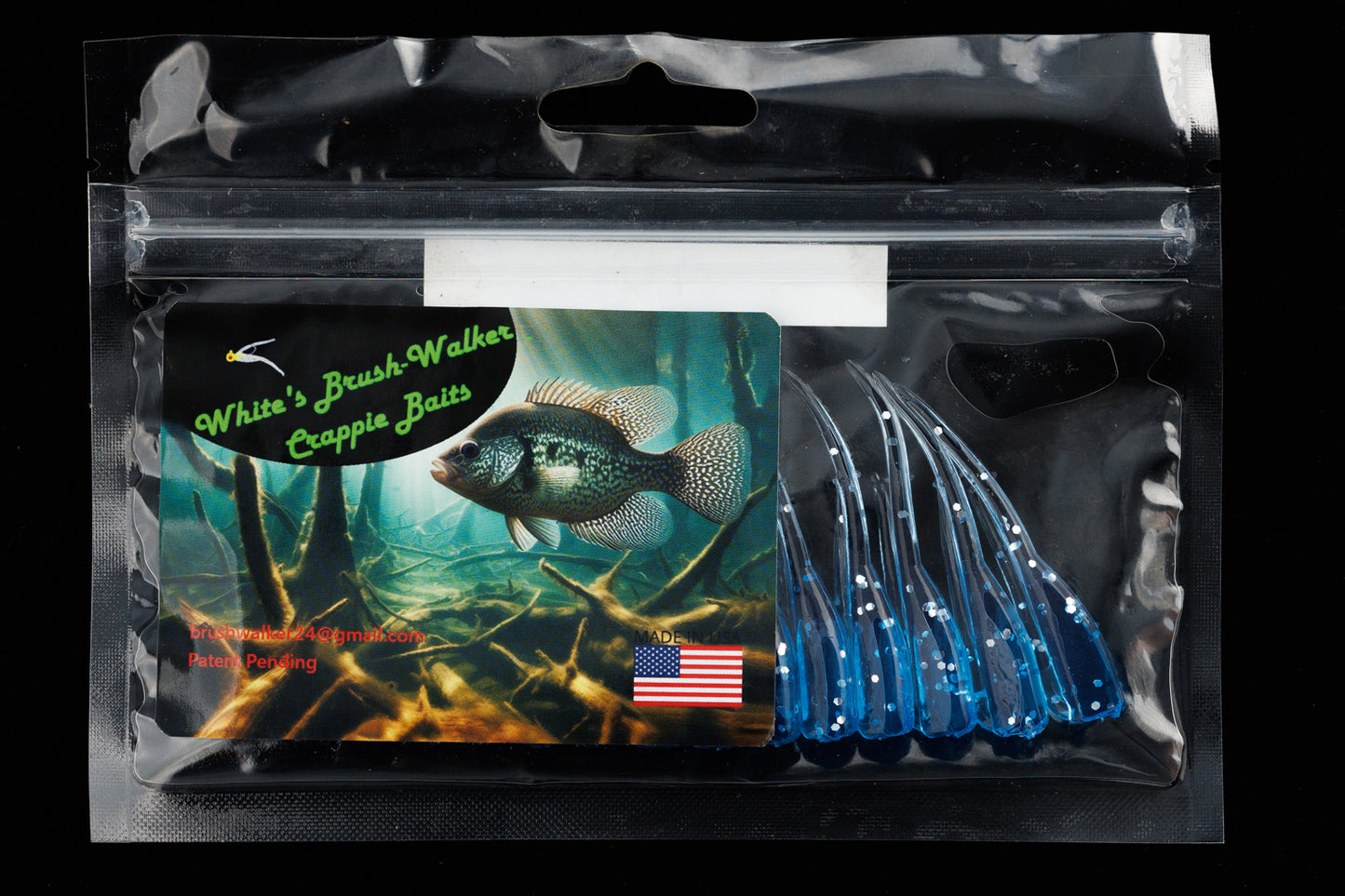 Blue with Silver Glitter Brush-Walker Crappie Lure