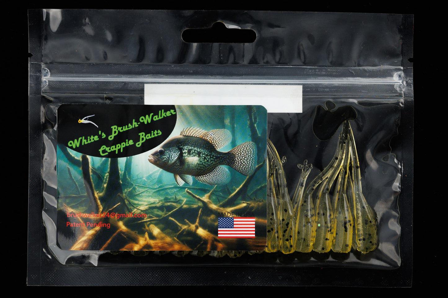 Clear Yellow with Black Flake Brush-Walker Crappie Lure